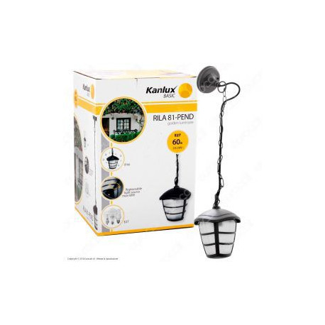 KANLUX RILA 81-PEND PORTALAMPADA DA GIARDINO CON ATTACCO A SOFFITTO PER LAMPADINE E27