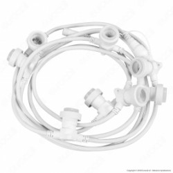 CATENARIA 5 METRI PER 8 LAMPADINE LED E27 PROLUNGABILE COLORE BIANCO LINEARE - PER ESTERNO