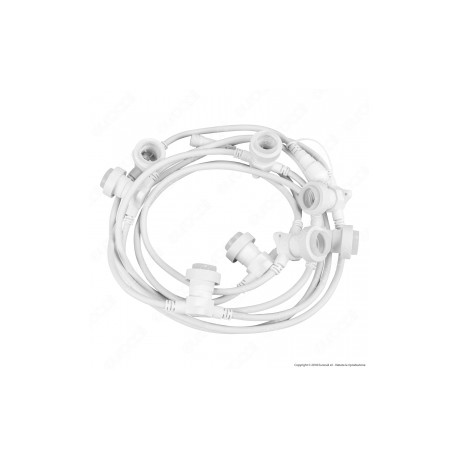 CATENARIA 5 METRI PER 8 LAMPADINE LED E27 PROLUNGABILE COLORE BIANCO LINEARE - PER ESTERNO