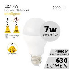 FAN EUROPE INTEC LIGHT LAMPADINA LED E27 7W BULB A65 EMERGENZA ANTI BLACK-OUT - MOD. I-LUMYA-E27-HELP