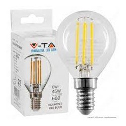 V-TAC VT-2466 LAMPADINA LED E14 6W MINIGLOBO P45 FILAMENT - SKU 2845 / 2846 / 2847