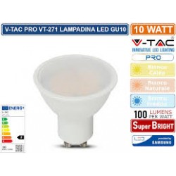 V-TAC VT-271 LAMPADINA LED GU10 10W FARETTO SPOTLIGHT SMD CHIP SAMSUNG - SKU 21878 / 21879 / 21880
