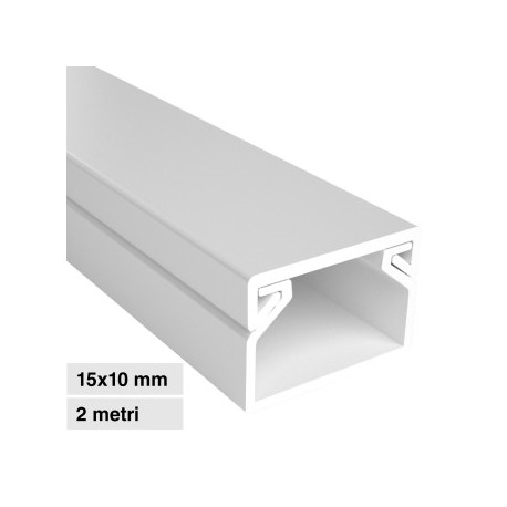 ELMARK CANALINA PASSACAVI 15X10 IN PLASTICA BIANCA E COPERCHIO REMOVIBILE LUNGHEZZA 2 METRI - MOD. 5621510