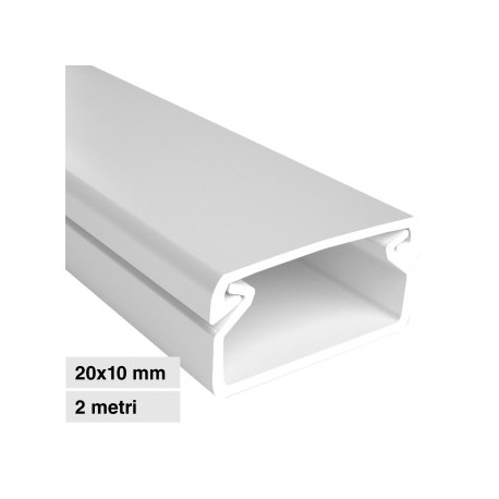 ELMARK CANALINA PASSACAVI ADESIVA 20X10 IN PLASTICA BIANCA E COPERCHIO REMOVIBILE LUNGHEZZA 2 METRI - MOD. 5622010A