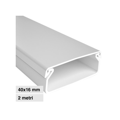 ELMARK CANALINA PASSACAVI 40X16 IN PLASTICA BIANCA E COPERCHIO REMOVIBILE LUNGHEZZA 2 METRI - MOD. 5624016