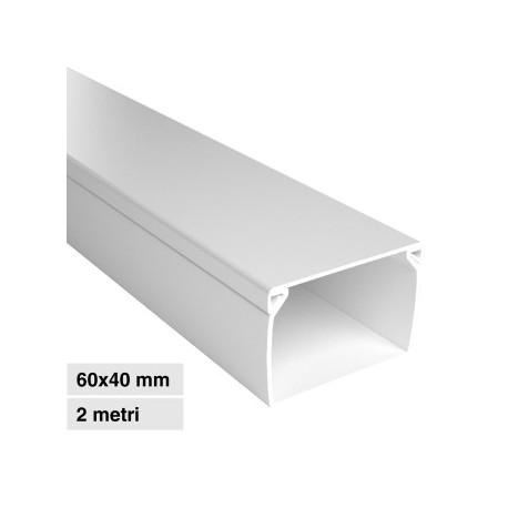 ELMARK CANALINA PASSACAVI 60X40 IN PLASTICA BIANCA E COPERCHIO REMOVIBILE LUNGHEZZA 2 METRI - MOD. 5626040