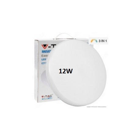 V-TAC VT-8412 PLAFONIERA LED 12W CHANGING COLOR 3IN1 FORMA CIRCOLARE COPERTURA OPACA - SKU 7603
