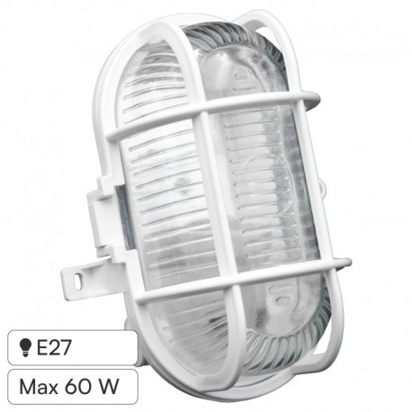 Velamp Turtle Plafoniera in Vetro per Lampadine E27 IP44 - Colore Bianco - mod.TURTLE-B